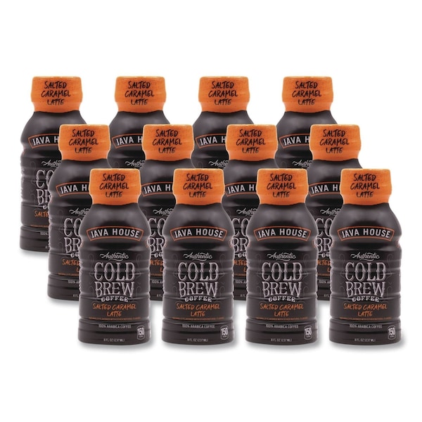 Java House Cold Brew Coffee, Salted Caramel Latte, 8 oz Bottle, 12PK HFP01804 - main