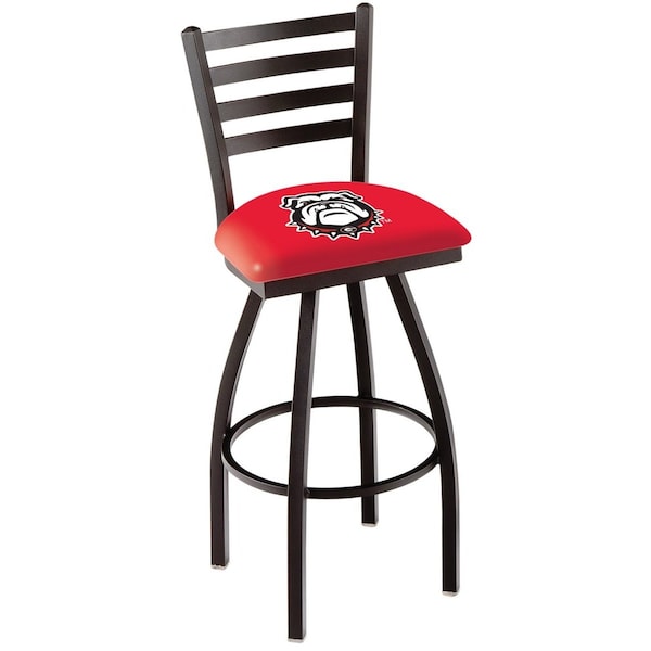 Holland Bar Stool Co 30" Blk Wrinkle Georgia "Bulldog" Swivel Bar Stool, Ladder Back L01430GA-Dog - main