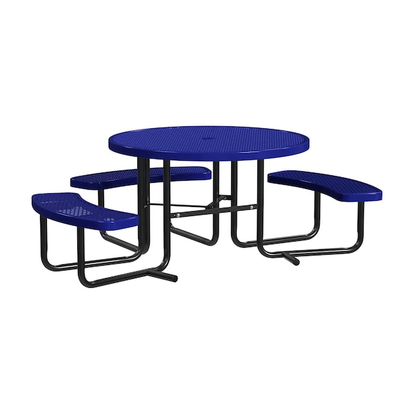 Leisure Craft 46" Round ADA Accessible Outdoor Picnic Table with 3 Bench Seats, Navy T46ROP-ADA-NAVY - main