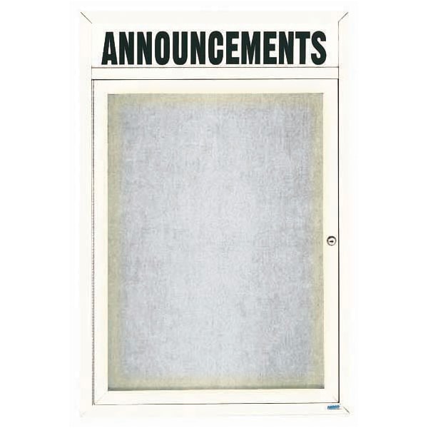 Aarco Illuminated Outdoor Enclosed Bulletin Board w/ Al Frame Header, Powder Coated White, 24''Hx18''W ODCC2418RHIW - main