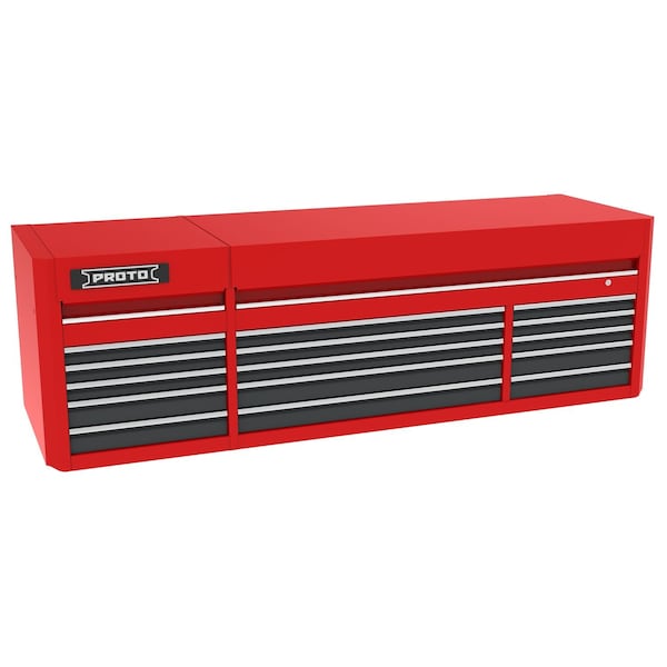 Proto 550 Series Top Chest, 15 Drawer, Red/Gray, Steel, 88 in W x 27 in D x 27-1/4 in H J558827B-15SG - main
