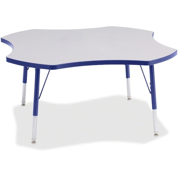 Jonti-Craft Berries Four Leaf Activity Table, E-height, Freckled Gray/Blue/Gray 6453JCE003 - main