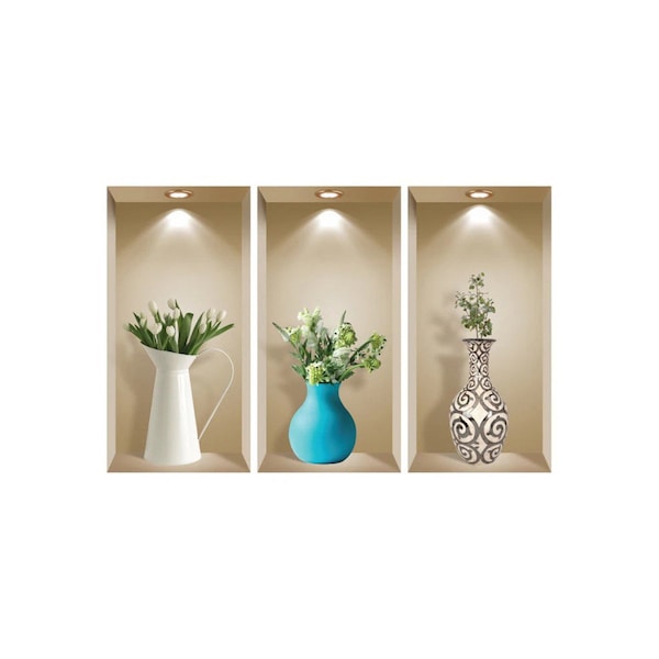 Homeroots Set of Three Ava Faux Niche 3D Peel and Stick Wall Decals, 3PK 565379 - main