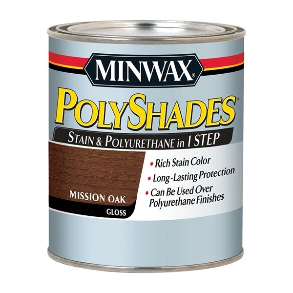 Minwax 1 Qt Minwax 61485 Mission Oak PolyShades Wood Stain And Polyurethane Gloss 61385 - main