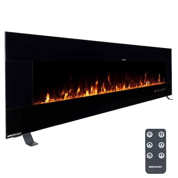 Northwest 72in Wall Mounted Electric Fireplace with Bluetooth Speakers and Remote to Adjust LED Flames 80-BEF-72B - main