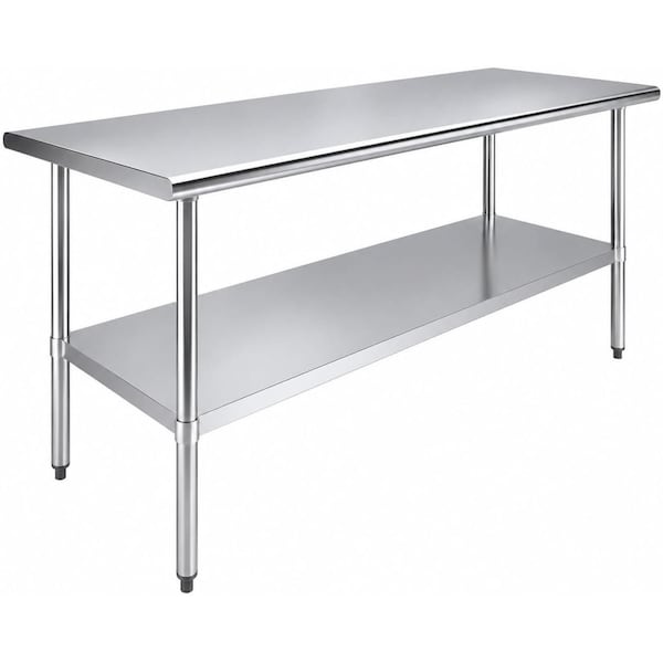 Amgood 30 in. x 72 in. All Stainless Steel Work Table, 35in. Height Commercial Prep Table with AMG WTSS-3072-Z - main