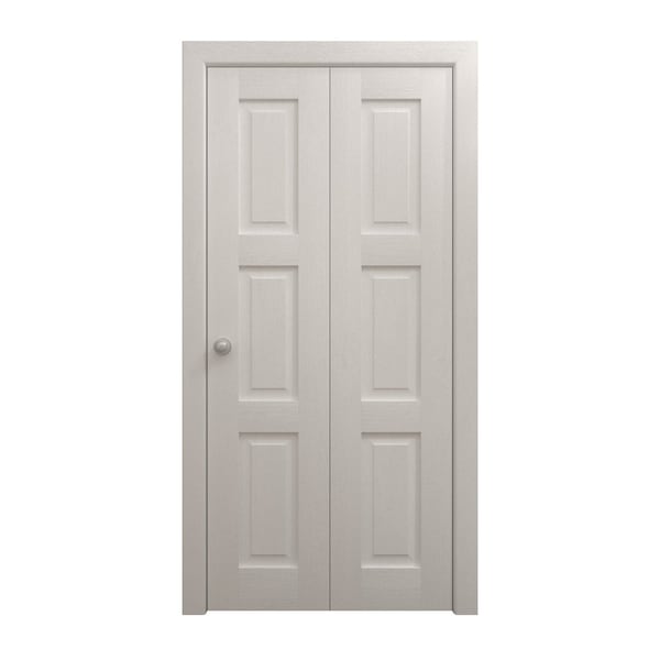 Sartodoors Sliding Closet Bi-fold Doors 48 x 80 inches, Ego 5010 Painted White Oak, Sturdy Tracks Moldings Tr EGO5010BF-PWO-48x80 (2* 24x80) - main