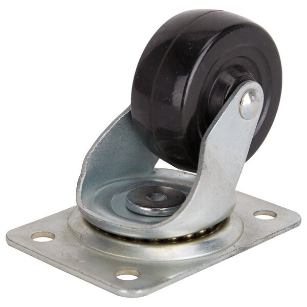 Prosource Swivel Caster, 212 in Dia Wheel, 1 in W Wheel, Rubber Wheel, Black, 130 lb, Steel Housing Material 1111 - main