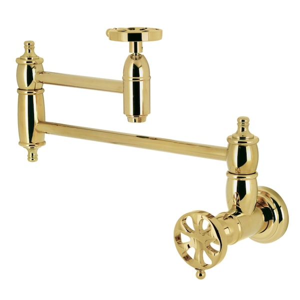 Kingston Brass Wall Mount Pot Filler Faucet, Polished Brass KS3102RX - main