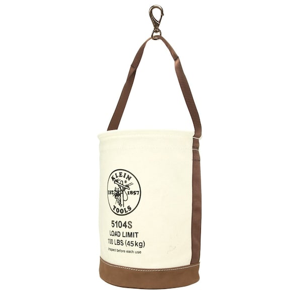 Klein Tools Canvas Bucket, Leather Bottom, Swivel Snap, 12-Inch 5104S - main