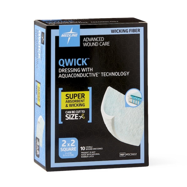 Medline Qwick Nonadhesive Dressing with Aquaconductive Technology, 2in x 2in, 10PK MSC5822Z - main