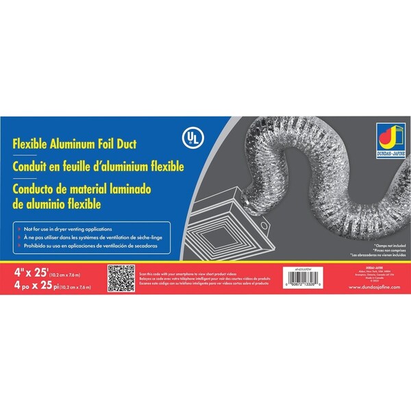 Dundas Jafine 4'' Dia x 25 Ft. L UL 181 Listed Aluminum Foil Flexible Ducting AF425ULPZW - main
