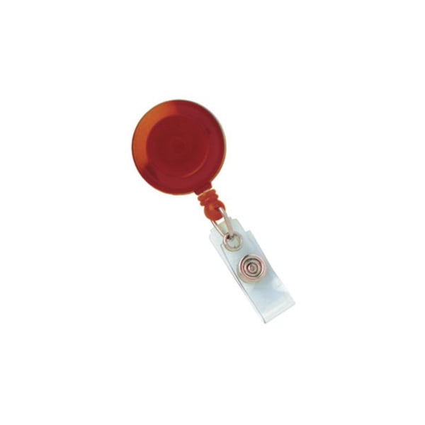 Brady Round Translucent Spring Clip Badge Reel - Plastic, Vinyl - 100 / Pack - Clear, Red 2120-4736 - main