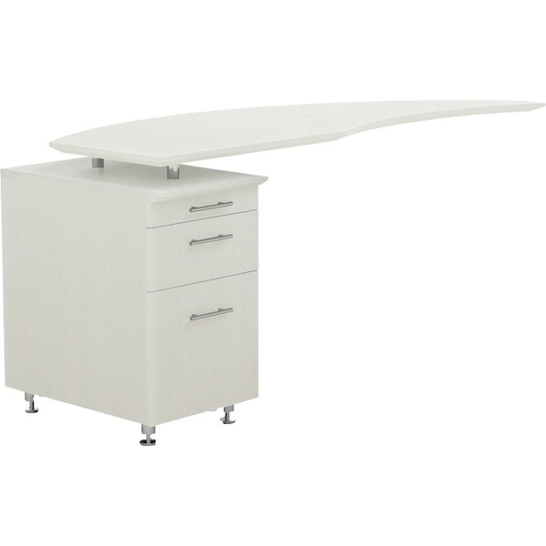 Mayline Left Curved Desk Return Medina Desk Return/Pedestal, Left, Sea Salt, 24" D X 29-1/2" H, 63" W X MNRTPLTSS - main