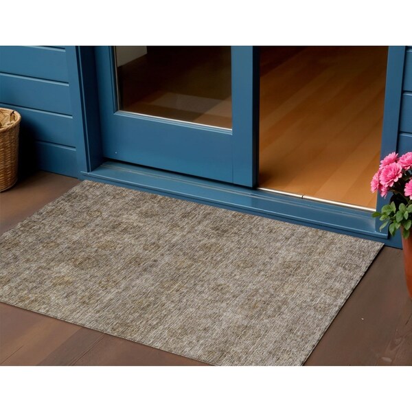 Homeroots 3' X 5' Brown And Tan Floral Washable Indoor Outdoor Area Rug 605711 - main