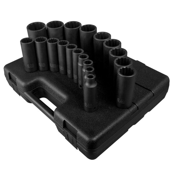 Sunex 1/2 in Drive Sae 12 Point Deep 19-Piece Impact Socket Set 2820 - main