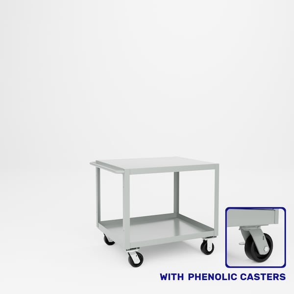 Pucel Heavy Duty Shop Truck, 36 in W x 30 in D x 33.5 in H, Two Shelves, Push Handle, Gray 3036-DT-2P - main