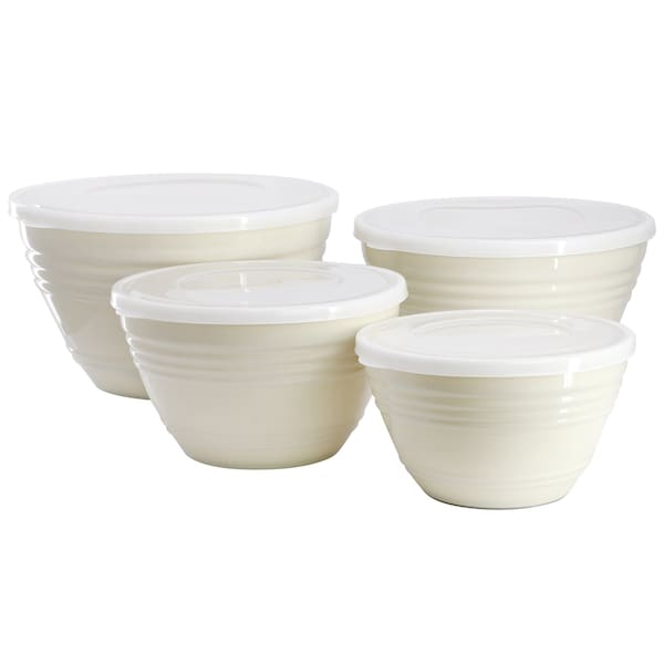 Martha Stewart 8 Piece Plastic Storage Bowl Set with Lids in Linen 142783.08 - main