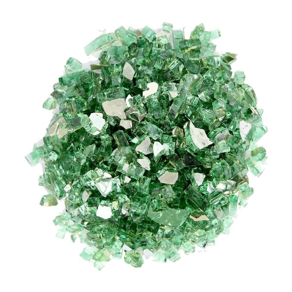 Homeroots Green Round Reflective Fire Pit Glass 479085 - main