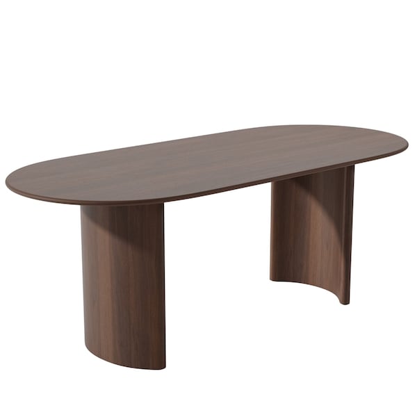 Homeroots 66" Brown Solid Wood Double Pedestal Base Oval Dining Table 712856 - main