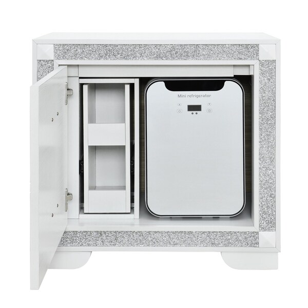 Global Furniture Usa Contemporary Glam Soleil White Nightstand With Cooler And Speaker SOLEIL-WHITE-NS W/COOLER + SPKR - main