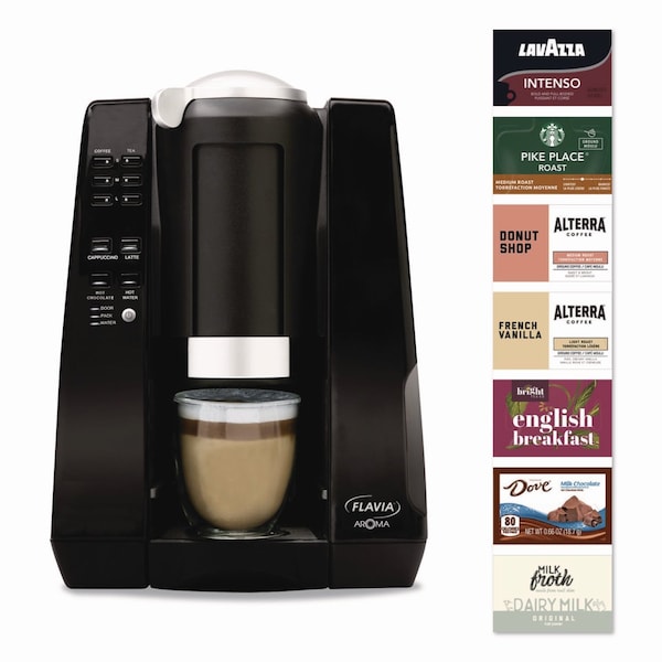 Flavia Aroma Brewer, with 134 Assorted Drinks Bundle, Black MDR10020 - main