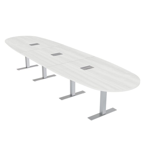 Skutchi Designs 16ft Conference Table With Power Unit | 16 Person Modular Boval Meeting Table | Harmony Series HAR-BOVL-48X192-T-WA7976-ESIL - main