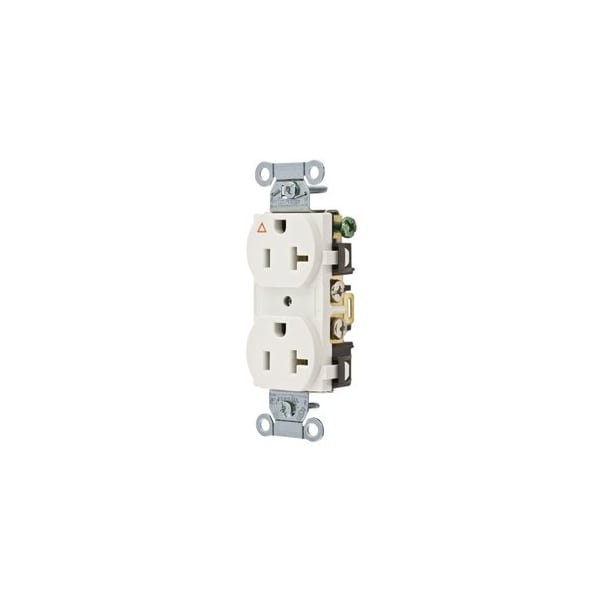 Hubbell Wiring 20A 125V 2-Pole 3-Wire Grounding Receptacle, 5-20R, Commercial, Corrosion Resistant, White IG20CRWHI - main