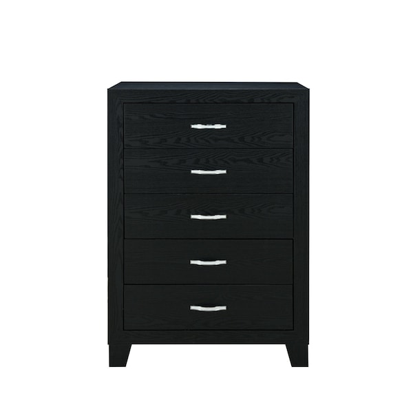 Homeroots 49" Black Wood Five Drawer Dresser 564698 - main