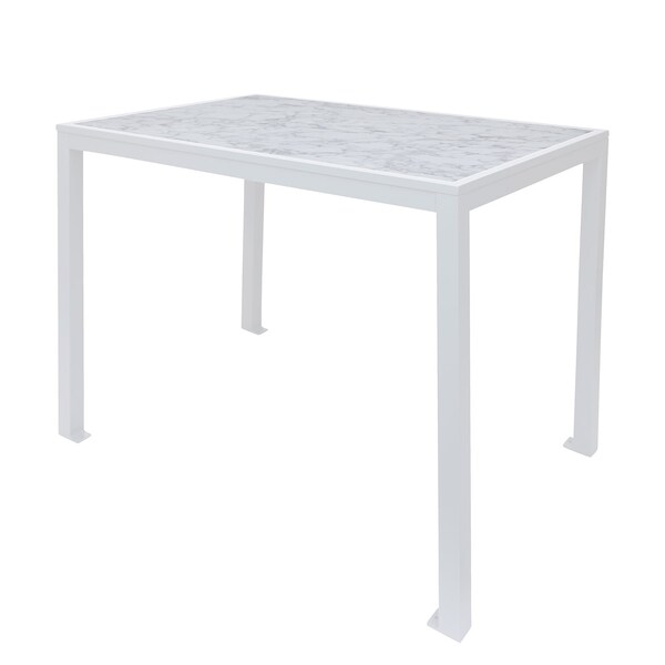Bfm Seating Surf Inlay 4-Leg Bolt-Down Bar Ht. Table 32x48 - Carrara Top - White Frame PH4L3248CRWHT - main