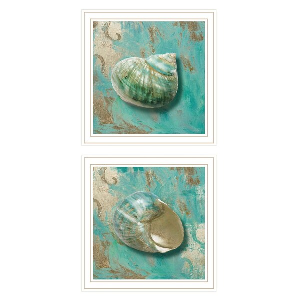 Homeroots Set Of Two Azurica I and Sea II 2 White Framed Print Wall Art, 2PK 408062 - main