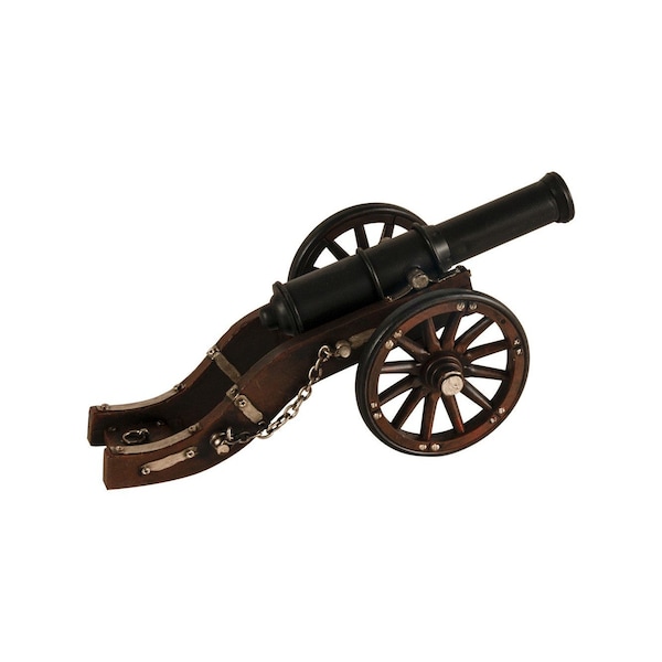 Homeroots 3" Brown and Black Metal Louis XIV Cannon Hand Painted Sculpture 402236 - main