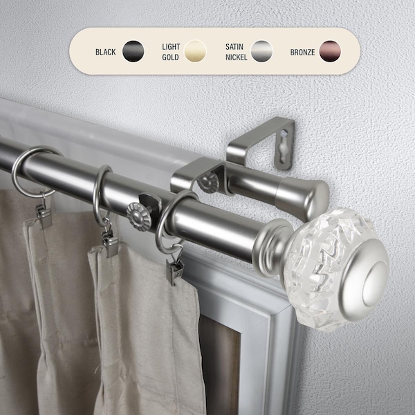 Central Design 1 in. Lyla Double Curtain Rod with 160 to 240 in. Extension, Satin Nickel 100-59-1605-D - main