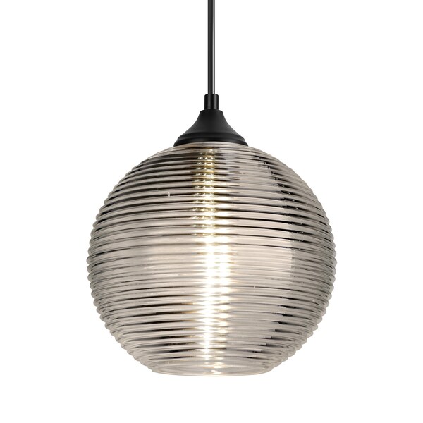 Besa Lighting Besa Kristall 8 Outdoor Pendant, Smoke, Black Finish, 1x 9W LED OP-461602-LED-BK - main