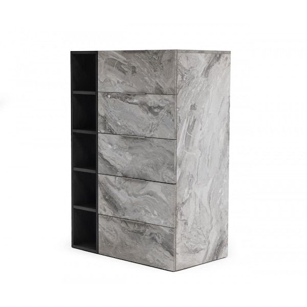 Homeroots 35" Grey Manufactured Wood Five Drawer Chest 473088 - main