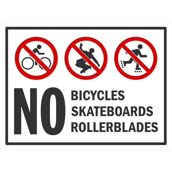 Lyle No Bicycles Skateboards Rollerblades (with graphic), 24x18, High Intensity Prismatic, White G-12043-HI_24x18 - main