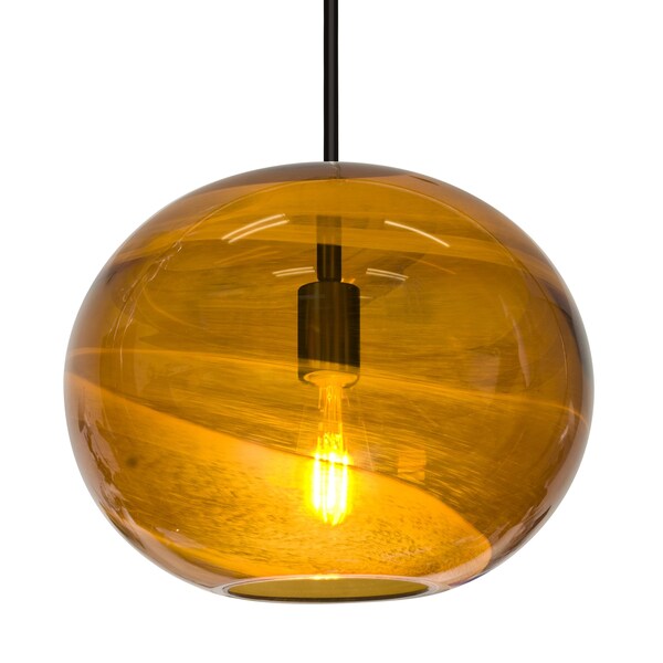 Besa Lighting Geno Stem Pendant, Vapor Amber, Black Finish, 1x7W LED Filament 1TT-GENOAM-EDIL-BK - main