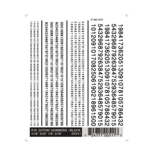 Woodland Scenics RR Gothic Numbers - Black WOO511 - main