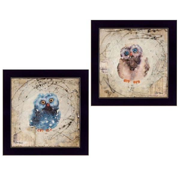 Homeroots Set Of Two Wonder Years Owls Black Framed Print Wall Art, 2PK 407069 - main