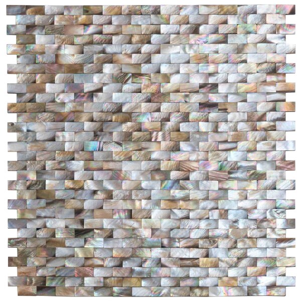 Apollo Tile Brown 11.4 in x 12 in Shell Polished Floor and Wall Mosaic Tile 19 sqft/case, 20PK APLJWS8806A - main
