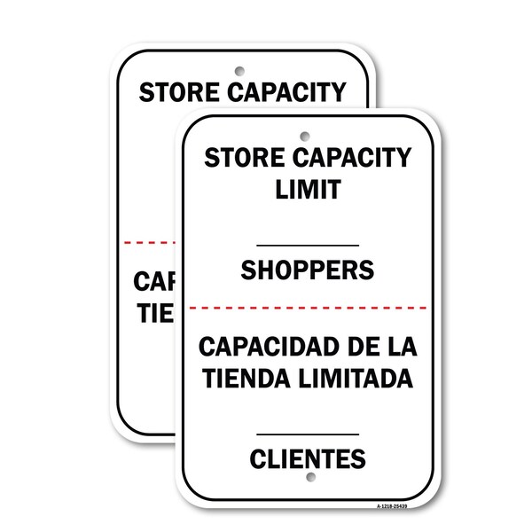 Signmission Store Capacity Limit Shoppers Spanish, 18'' X 24'' 2 Signs, Heavy Gauge Aluminum, 2PK A-1824-2PACK-25439 - main