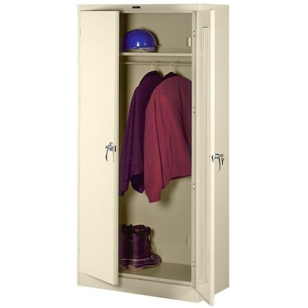 Tennsco Wardrobe Storage Cabinet, 78 in H, 36 in W, 24 in D, Swing, Keyed, Putty, 1 Shelves, 0 Drawers 7824WPY - main