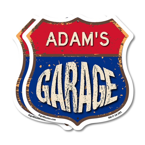 Signmission Adam's Garage, 18 inch X 18 inch, Plastic Sign, 2PK SHI-P-2PACK-18-383-ADAM - main