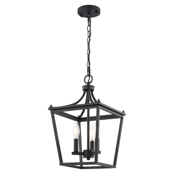 Vaxcel Cottage Grove 3-Light Matte Black Traditional Open Cage Lantern Pendant Light P0477 - main