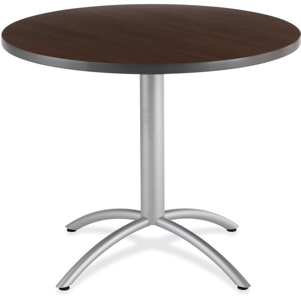 Cafeworks Round Cafe/Breakroom Table, Graphite Granite - 36" Square x 29"H, 42" W, 42" L, 29" H, Walnut 65644 - main