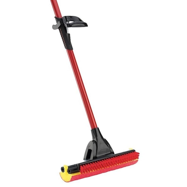 Libman Roller Mop with Scrub Brush, 12 in W Frame, 52 in OAL, Sponge Mop Head, Quick Change, Steel Handle 955 - main