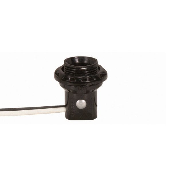 Satco Phenolic Threaded Candelabra Sckt, Shoulder, Phenolic Rng 1-1/4in H 8in AWM B/W Leads 105C 75W 125V 90/1556 - main