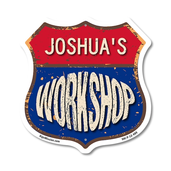 Signmission Joshua's Workshop, 12 Inch X 12 Inch, Plastic Sign SHI-P-12-489-JOSHUA - main
