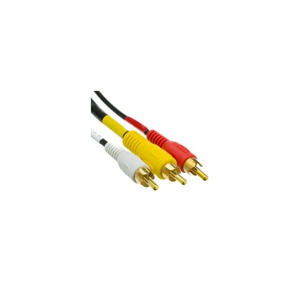 Cable Wholesale Stereo/VCR RCA Cable, 2 RCA (Audio) + RCA RG59 Video, Gold-plated Connectors, 25 foot 10R3-01125 - main