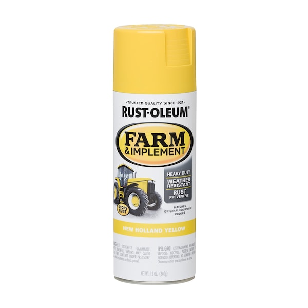 Rust-Oleum Spray Paint, New Holland Yellow, Oil, 12 oz 280144 - main